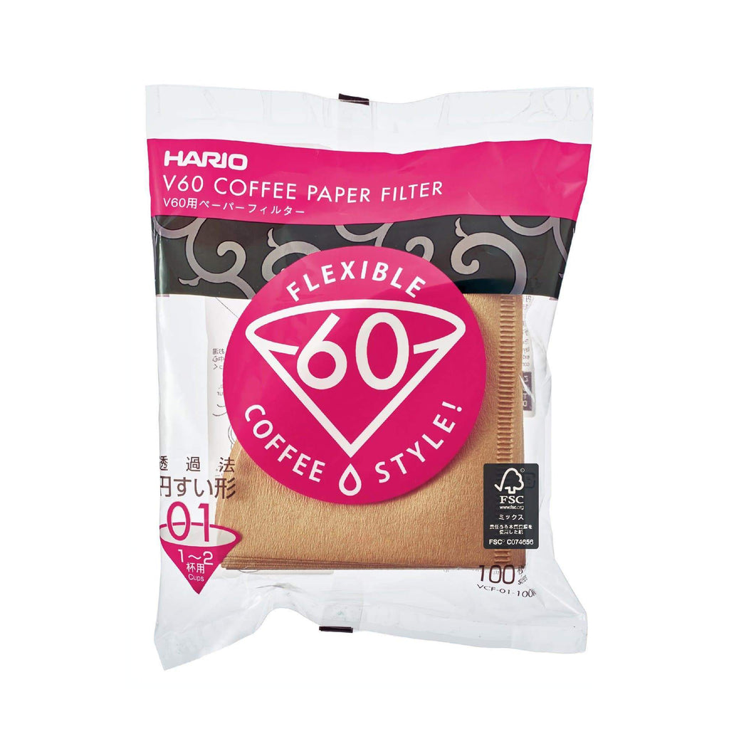 Hario V60 kaffefilter – brunt papper V1, 100 st